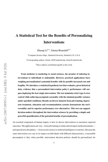 Thumbnail: A Statistical Test for the Benefits of Personalizing Interventions