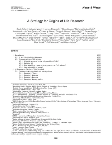 Thumbnail: A Strategy for Origins of Life Research