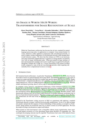 Thumbnail: An Image is Worth 16x16 Words: Transformers for Image Recognition at Scale