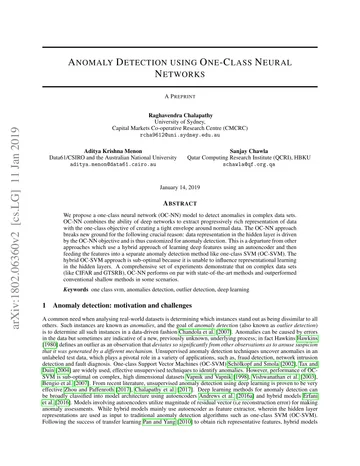Thumbnail: Anomaly Detection Using One-Class Neural Networks