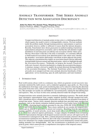 Thumbnail: Anomaly Transformer: Time Series Anomaly Detection with Association Discrepancy