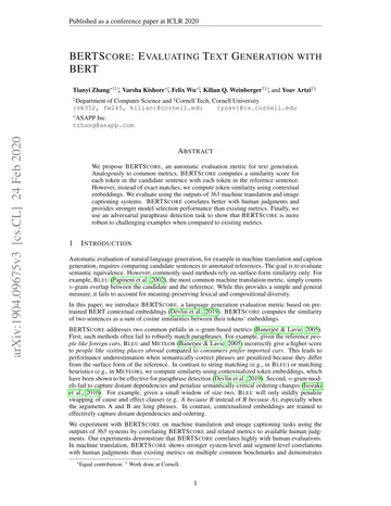 Thumbnail: BERTScore: Evaluating Text Generation with BERT