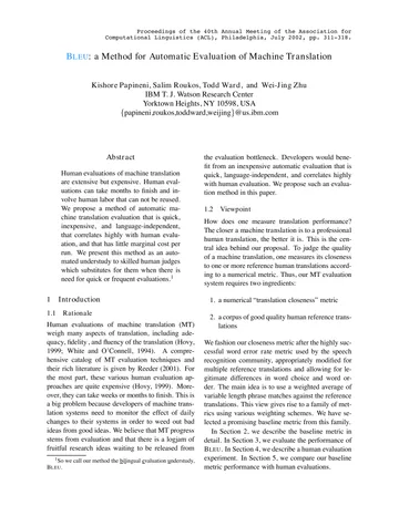 Thumbnail: BLEU: a method for automatic evaluation of machine translation