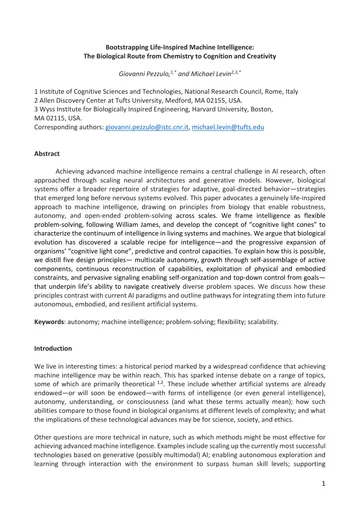 Thumbnail: Bootstrapping Life-Inspired Machine Intelligence: The Biological Route from Chemistry to Cognition and Creativity