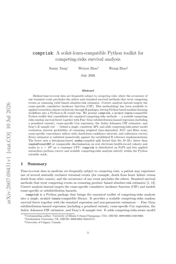 Thumbnail: comprisk: A scikit-learn-compatible Python toolkit for competing-risks survival analysis