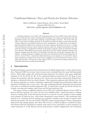 Thumbnail: Conditional Inference Trees and Forests for Feature Selection