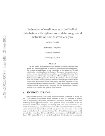 Thumbnail: Estimation of Conditional Mixture Weibull Distribution with Right-Censored Data Using Neural Network for Time-to-Event Analysis