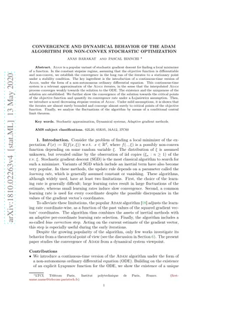 Thumbnail: Convergence and Dynamical Behavior of the ADAM Algorithm for Non-Convex Stochastic Optimization