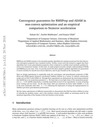 Thumbnail: Convergence guarantees for RMSProp and ADAM in non-convex optimization and an empirical comparison to Nesterov acceleration