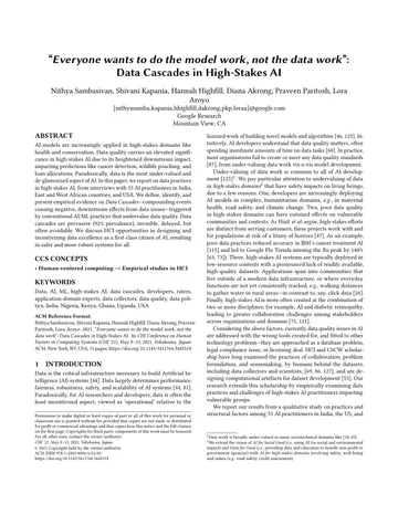 Thumbnail: Data Cascades in High-Stakes AI