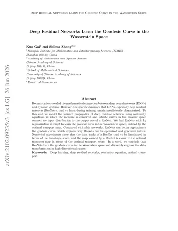 Thumbnail: Deep Residual Networks Learn the Geodesic Curve in the Wasserstein Space
