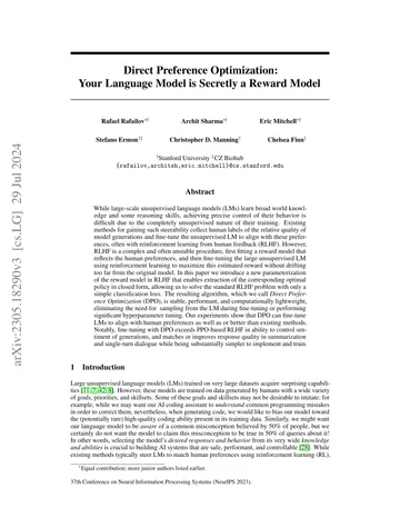 Thumbnail: Direct Preference Optimization: Your Language Model is Secretly a Reward Model