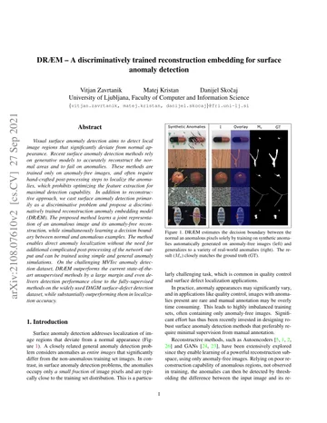 Thumbnail: DRAEM: A Discriminatively Trained Reconstruction Embedding for Surface Anomaly Detection
