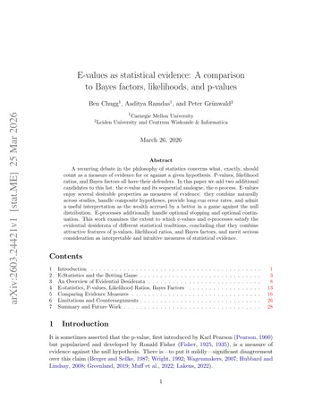 Thumbnail: E-values as statistical evidence: A comparison to Bayes factors, likelihoods, and p-values