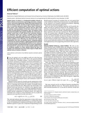Thumbnail: Efficient Computation of Optimal Actions