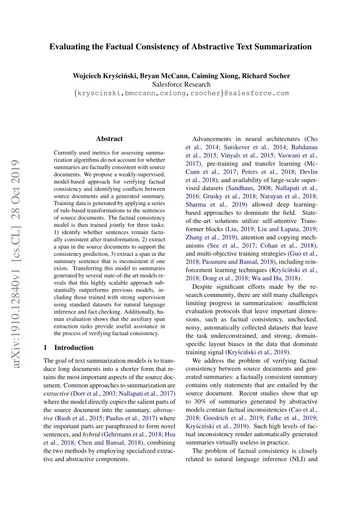 Thumbnail: Evaluating the Factual Consistency of Abstractive Text Summarization