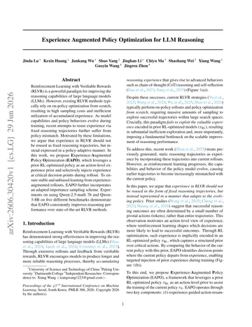 Thumbnail: Experience Augmented Policy Optimization for LLM Reasoning