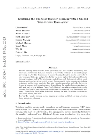 Thumbnail: Exploring the Limits of Transfer Learning with a Unified Text-to-Text Transformer