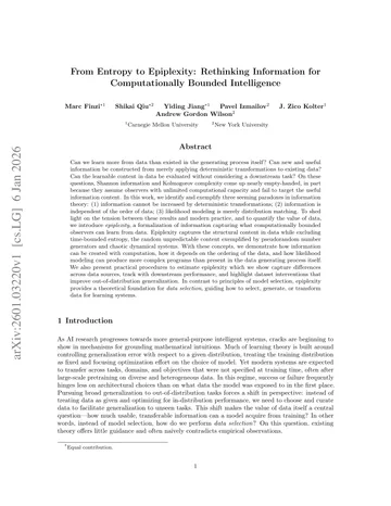 Thumbnail: From Entropy to Epiplexity: Rethinking Information for Computationally Bounded Intelligence