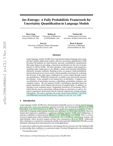 Thumbnail: Inv-Entropy: A Fully Probabilistic Framework for Uncertainty Quantification in Language Models