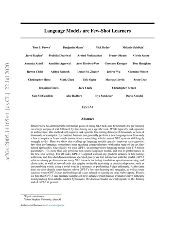 Thumbnail: Language Models are Few-Shot Learners