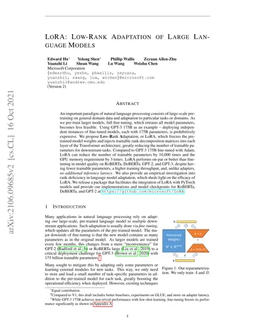 Thumbnail: LoRA: Low-Rank Adaptation of Large Language Models