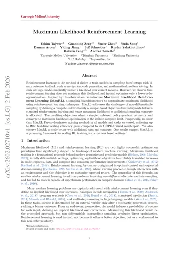 Thumbnail: Maximum Likelihood Reinforcement Learning