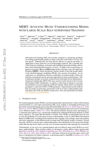 Thumbnail: MERT: Acoustic Music Understanding Model with Large-Scale Self-supervised Training