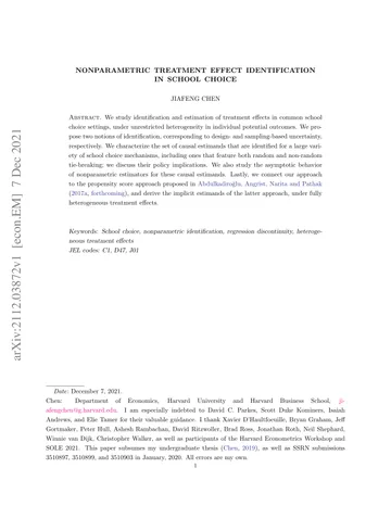 Thumbnail: Nonparametric Treatment Effect Identification in School Choice