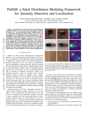 Thumbnail: PaDiM: A Patch Distribution Modeling Framework for Anomaly Detection and Localization