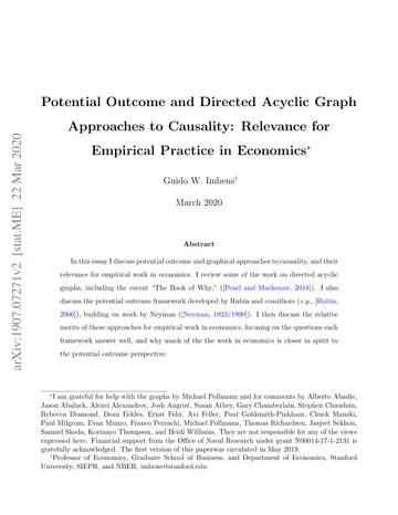 Thumbnail: Potential Outcome and Directed Acyclic Graph Approaches to Causality: Relevance for Empirical Practice in Economics