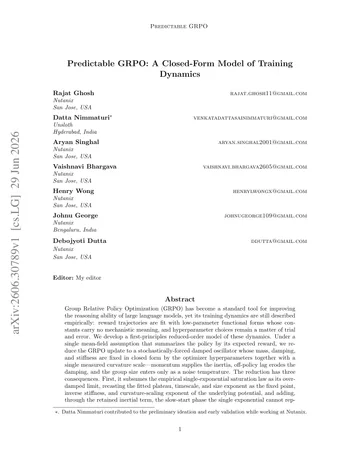 Thumbnail: Predictable GRPO: A Closed-Form Model of Training Dynamics