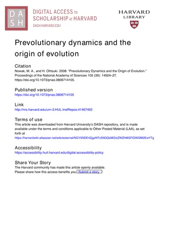 Thumbnail: Prevolutionary dynamics and the origin of evolution