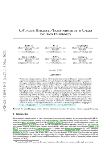 Thumbnail: RoFormer: Enhanced Transformer with Rotary Position Embedding