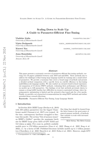 Thumbnail: Scaling Down to Scale Up: A Guide to Parameter-Efficient Fine-Tuning