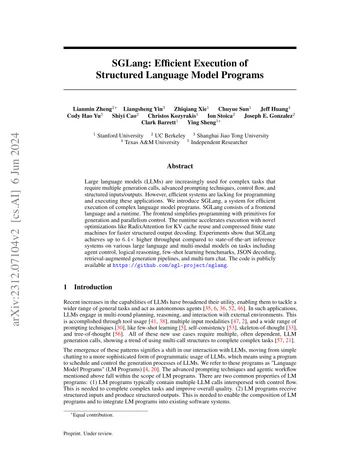 Thumbnail: SGLang: Efficient Execution of Structured Language Model Programs