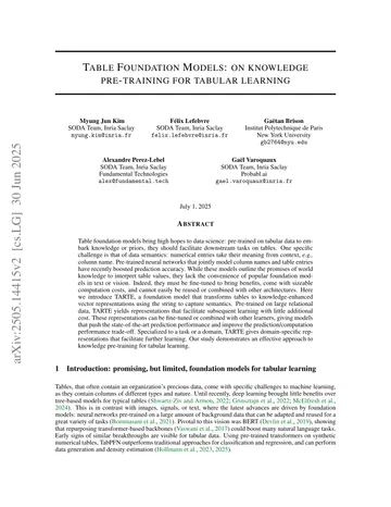 Thumbnail: Table Foundation Models: on knowledge pre-training for tabular learning