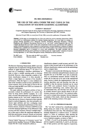 Thumbnail: The use of the area under the ROC curve in the evaluation of machine learning algorithms