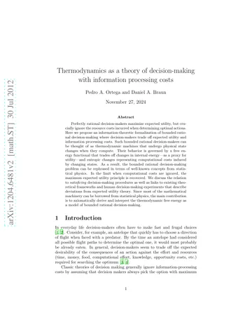 Thumbnail: Thermodynamics as a theory of decision-making with information processing costs