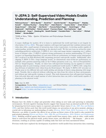 Thumbnail: V-JEPA 2: Self-Supervised Video Models Enable Understanding, Prediction and Planning